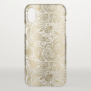 Elegant Gold & White Floral Paisley iPhone X Case