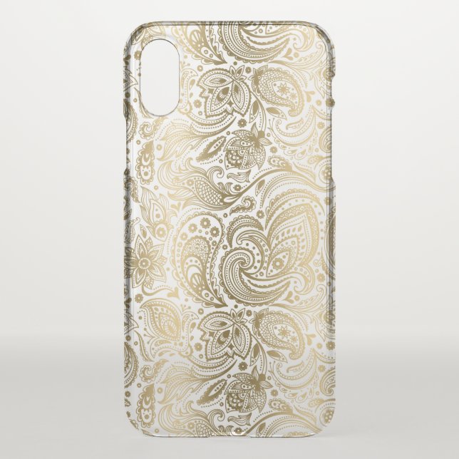 Elegant Gold & White Floral Paisley Uncommon iPhone Case (Back)