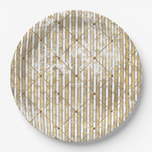 Elegant Gold White French Classic Distressed  Paper Plates