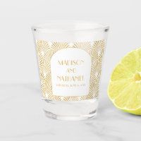 Elegant Gold White Geometric Art Deco Wedding