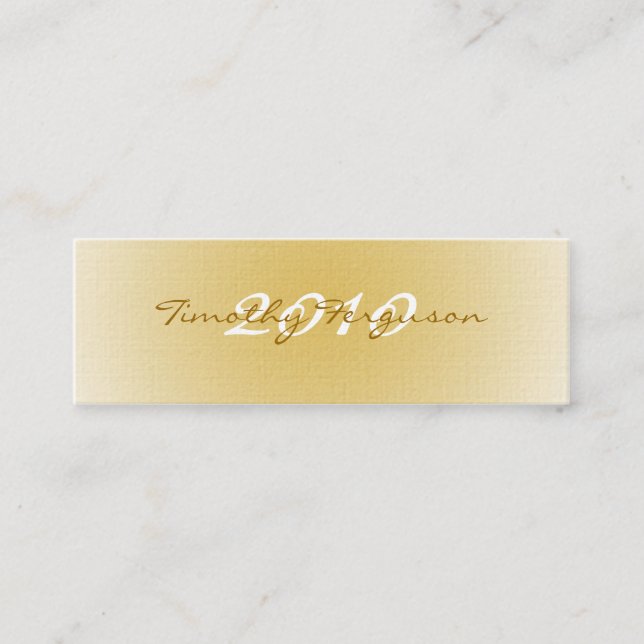 Elegant gold white graduation name card (Front)