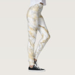 Elegant Gold White Gray Marble Leggings<br><div class="desc">An elegant, trendy pattern of white and gray marble with gold highlights.</div>