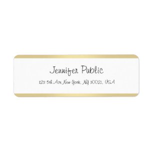 Elegant Gold White Hand Script Name Simple Modern Label