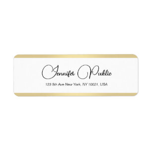Elegant Gold White Hand Script Return Address Label