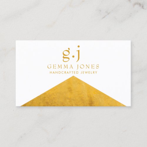 Elegant Gold White Jewelry Designer Faux Gold Edge Business Card