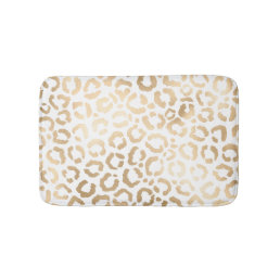 Elegant Gold White Leopard Cheetah Animal Print Bath Mat