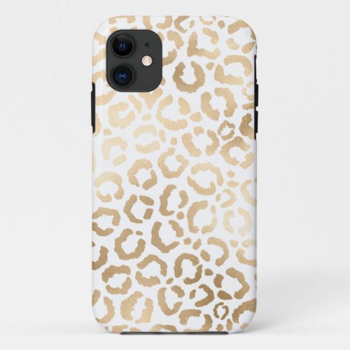 Elegant Gold White Leopard Cheetah Animal Print iPhone 11 Case