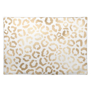 Elegant Gold White Leopard Cheetah Animal Print Cloth Placemat