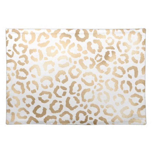 Elegant Gold White Leopard Cheetah Animal Print Cloth Placemat