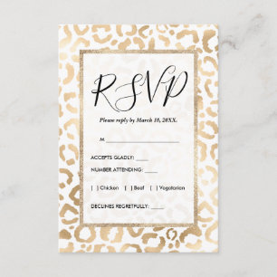 Elegant Gold White Leopard Cheetah Animal Print Enclosure Card