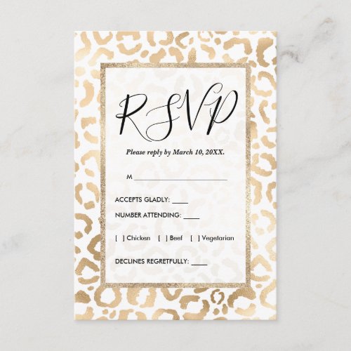 Elegant Gold White Leopard Cheetah Animal Print Enclosure Card