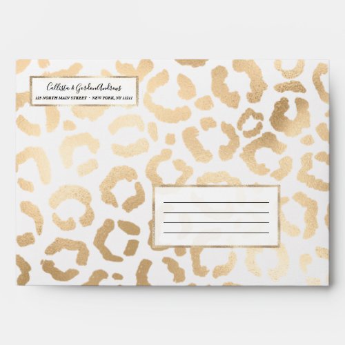Elegant Gold White Leopard Cheetah Animal Print Envelope