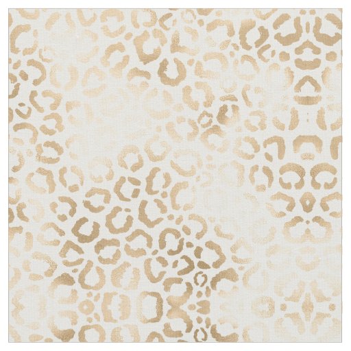 Elegant Gold White Leopard Cheetah Animal Print Fabric