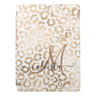 Elegant Gold White Leopard Cheetah Animal Print iPad Pro Cover