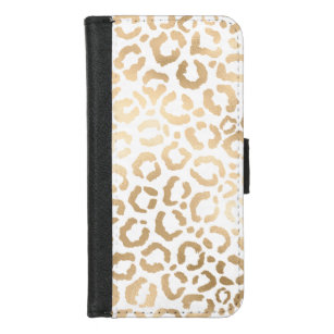 Elegant Gold White Leopard Cheetah Animal Print iPhone 8/7 Wallet Case