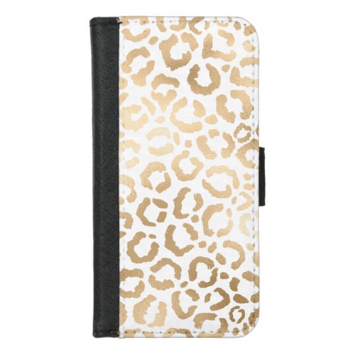 Elegant Gold White Leopard Cheetah Animal Print iPhone 87 Wallet Case
