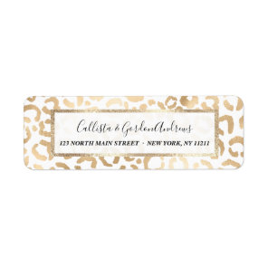 Elegant Gold White Leopard Cheetah Animal Print Label
