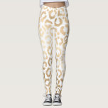 Elegant Gold White Leopard Cheetah Animal Print Leggings<br><div class="desc">This elegant and chic animal print is perfect for the stylish and trendy fashionista. It features a hand-drawn faux printed gold foil cheetah leopard pattern on top of a simple white background. Which can be changed by clicking on the customize options. It's a luxurious and classy safari themed design. ***IMPORTANT...</div>