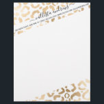 Elegant Gold White Leopard Cheetah Animal Print Letterhead<br><div class="desc">This elegant and chic animal print is perfect for the stylish and trendy fashionista. It features a hand-drawn faux printed gold foil cheetah leopard pattern on top of a simple white background. Which can be changed by clicking on the customize options. It's a luxurious and classy safari themed design. ***IMPORTANT...</div>