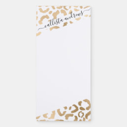 Elegant Gold White Leopard Cheetah Animal Print Magnetic Notepad