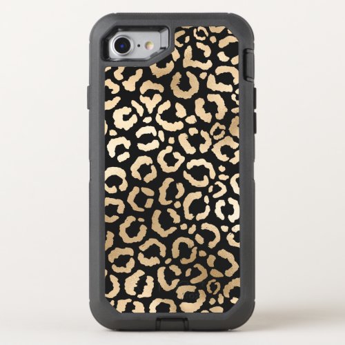Elegant Gold White Leopard Cheetah Animal Print OtterBox Defender iPhone SE87 Case
