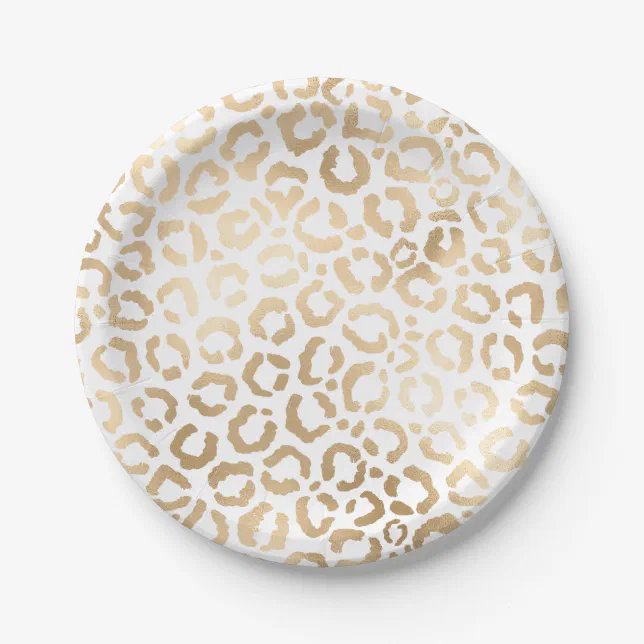 Simple modern white chic faux gold cheetah print paper napkins