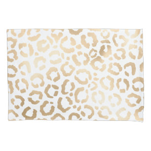 Elegant Gold White Leopard Cheetah Animal Print Pillow Case