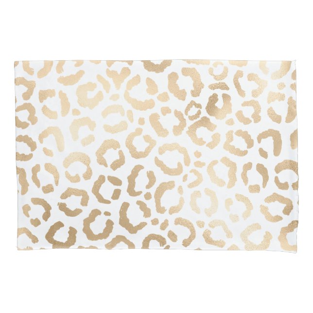 Elegant Gold White Leopard Cheetah Animal Print Pillow Case (Front)