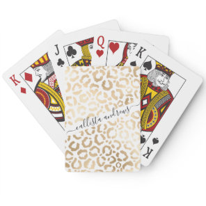 Elegant Gold White Leopard Cheetah Animal Print Poker Cards