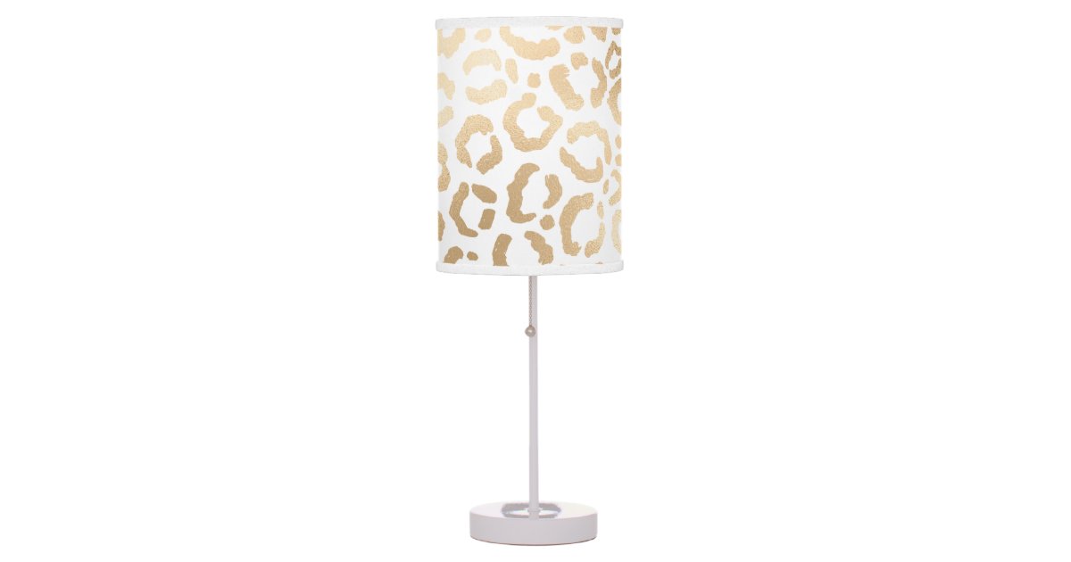 Elegant Gold White Leopard Cheetah, Leopard Print Table Lamp Shades