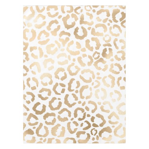 Elegant Gold White Leopard Cheetah Animal Print Tablecloth