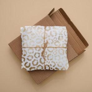 Elegant Gold White Leopard Cheetah Animal Print Tissue Paper