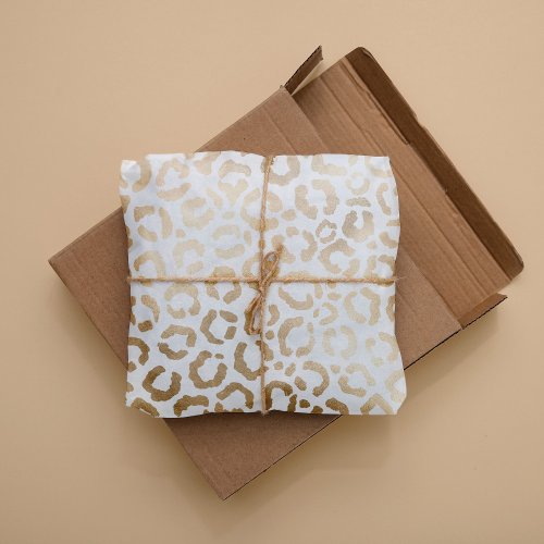 Elegant Gold White Leopard Cheetah Animal Print Tissue Paper