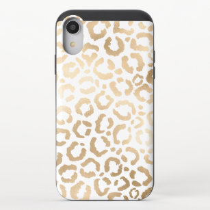 Elegant Gold White Leopard Cheetah Animal Print iPhone XR Slider Case