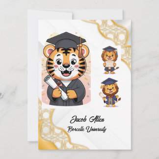 Elegant Gold & White Luxury Graduation Announcement