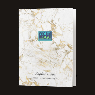 Elegant Gold & White Marble, Business Name & Logo  Pocket Folder