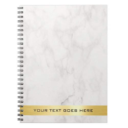 Elegant Gold White Marble Classic Template Spiral Notebook