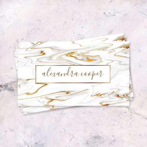 Elegant gold  white marble makeup  hair  business card