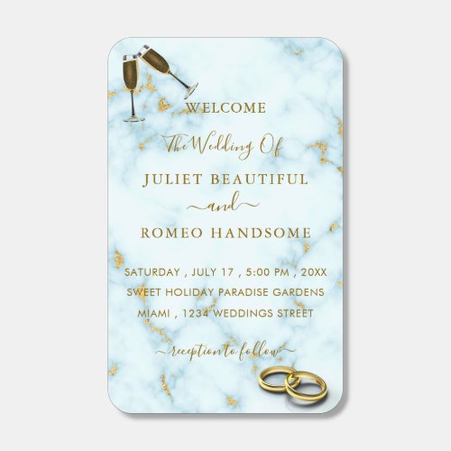 Elegant Gold White Marble Rings Wedding _ Welcome Matchboxes