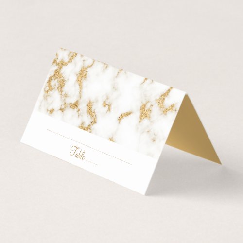 Elegant Gold White Marble Table Place Card