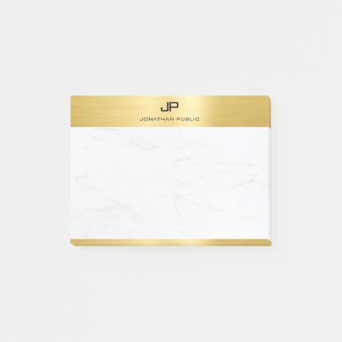 Elegant Gold White Marble Template Modern Trendy Post_it Notes