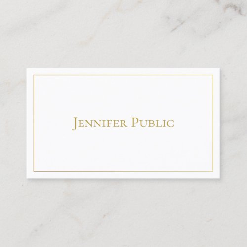 Elegant Gold White Minimalist Chic Plain Trendy Business Card