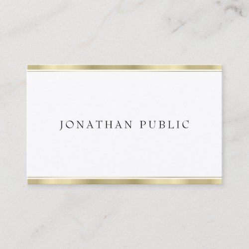 Elegant Gold White Minimalist Template Modern Business Card
