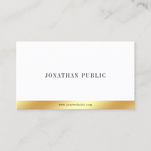 Elegant Gold White Minimalist Template Modern Business Card