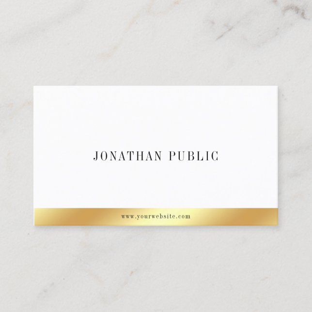 Elegant Gold White Minimalist Template Modern Business Card (Front)
