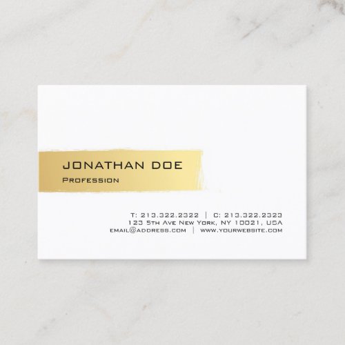 Elegant Gold White Modern Minimalist Professional Business Card