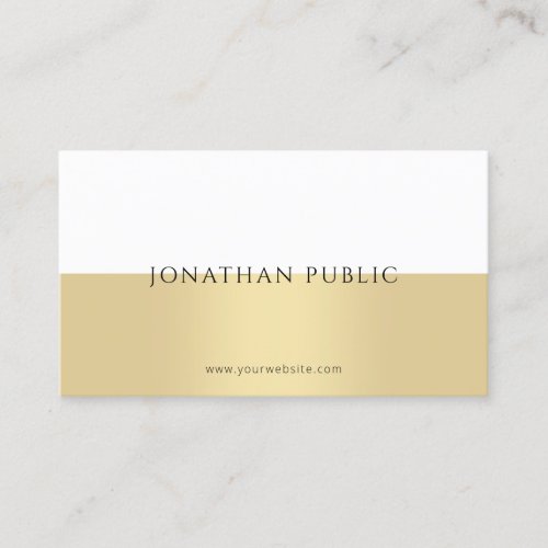 Elegant Gold White Modern Simple Professional Business Card