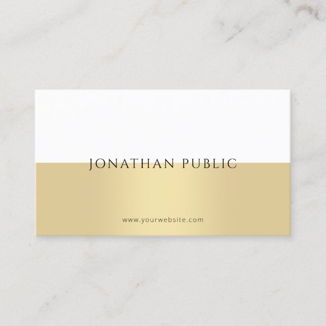 Elegant Gold White Modern Simple Professional Business Card (Front)