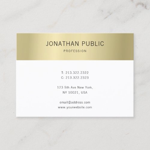 Elegant Gold White Modern Simple Template Business Card