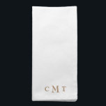 Elegant Gold & White Monogram Cloth Napkin<br><div class="desc">Customize.  Wedding Date.  White and Gold.  Gold Monogram.</div>